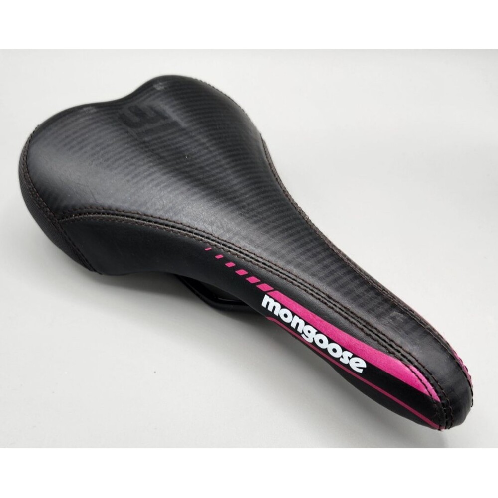 Mongoose Bicycle Bike Seat Black with Pink Striping 10.5" x 5 7/8"